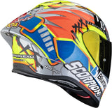 Full-Face Motorcycle Helmet Scorpion Exo Exo-R1 Evo Ii Air Ultra Tct Silver Neon Yellow Blue Aron Misano Size L