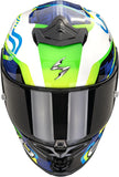 Full-Face Motorcycle Helmet Scorpion Exo Exo-R1 Evo Ii Air Ultra Tct White Blue Green Cornering Size Xl