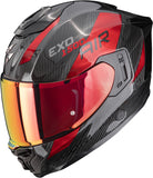 Full-Face Motorcycle Helmet Scorpion Exo Exo-1500 Carbon Air Carbon Fiber Black Red Platted Size Xl