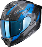 Full-Face Motorcycle Helmet Scorpion Exo Exo-1500 Carbon Air Carbon Fiber Black Blue Platted Size S