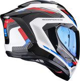 Full-Face Motorcycle Helmet Scorpion Exo Exo-1500 Air Ultra Tct White Red Blue Sleek Size L