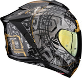 Full-Face Motorcycle Helmet Scorpion Exo Exo-1500 Air Ultra Tct Black Grey Gold Apus Size M