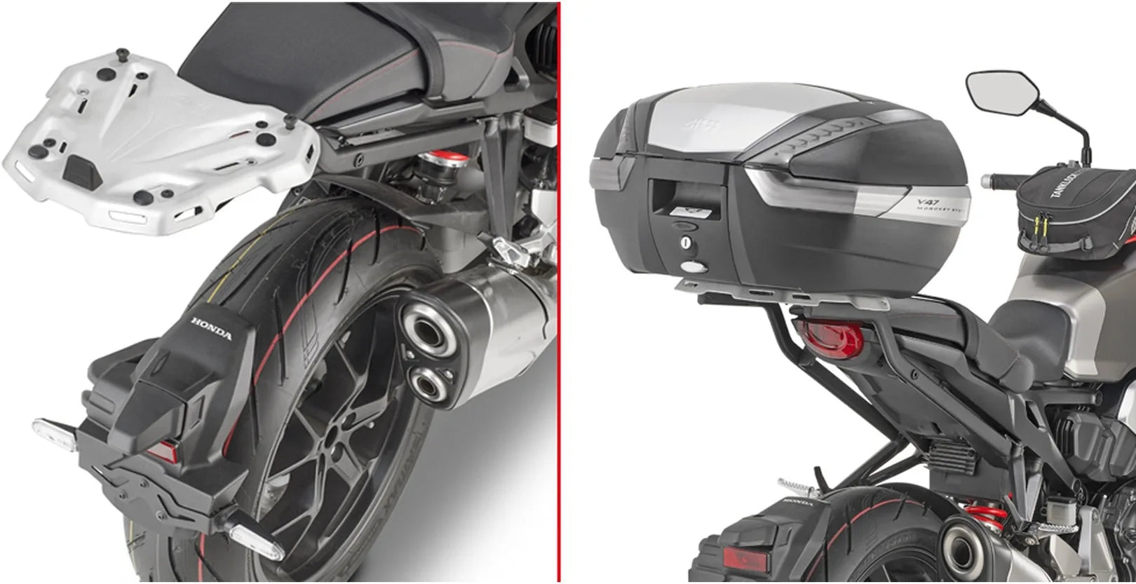 Monokey Trekker Black Aluminium Top Case - 46 Lt Trekker Aluminium - Givi Compatible With Honda Cb 1000 R (2021-2024)