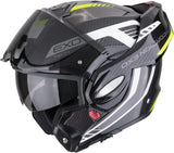 Flip-Up Motorcycle Helmet Scorpion Exo Exo-Tech Evo Carbon Carbon Fiber Black Neon Yellow Cosy Size S