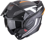 Flip-Up Motorcycle Helmet Scorpion Exo Exo-Tech Evo Carbon Carbon Fiber Matt Black Orange Cosy Size L