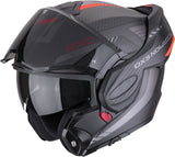 Flip-Up Motorcycle Helmet Scorpion Exo Exo-Tech Evo Carbon Carbon Fiber Matt Black Red Cosy Size Xxl
