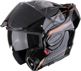 Flip-Up Motorcycle Helmet Scorpion Exo Exo-Tech Evo Polycarbonate Black Copper Traveller Size Xs