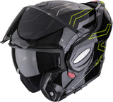 Flip-Up Motorcycle Helmet Scorpion Exo Exo-Tech Evo Polycarbonate Black Neon Yellow Conquer Size S