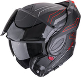 Flip-Up Motorcycle Helmet Scorpion Exo Exo-Tech Evo Polycarbonate Matt Black Red Conquer Size M