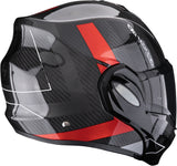 Flip-Up Motorcycle Helmet Scorpion Exo Exo-Tech Evo Carbon Carbon Fiber Black Red Cad Size Xs