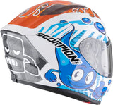 Full-Face Motorcycle Helmet Scorpion Exo Exo-Jnr Air Polycarbonate White Blue Orange The4Elements Size M