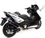Complete Exhaust System Without Catalytic Converter And Without Sound Certification Nero Stainless Steel Carbon Fiber End Cap - Leovince Compatible With Yamaha Xp 530 T-Max (2012-2016)