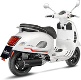 Complete Catalytic Exhaust System With Sound Certification Nero Stainless Steel Carbon Fiber End Cap - Leovince Compatible With Piaggio Vespa Gts 300 Hpe (2021-2024)