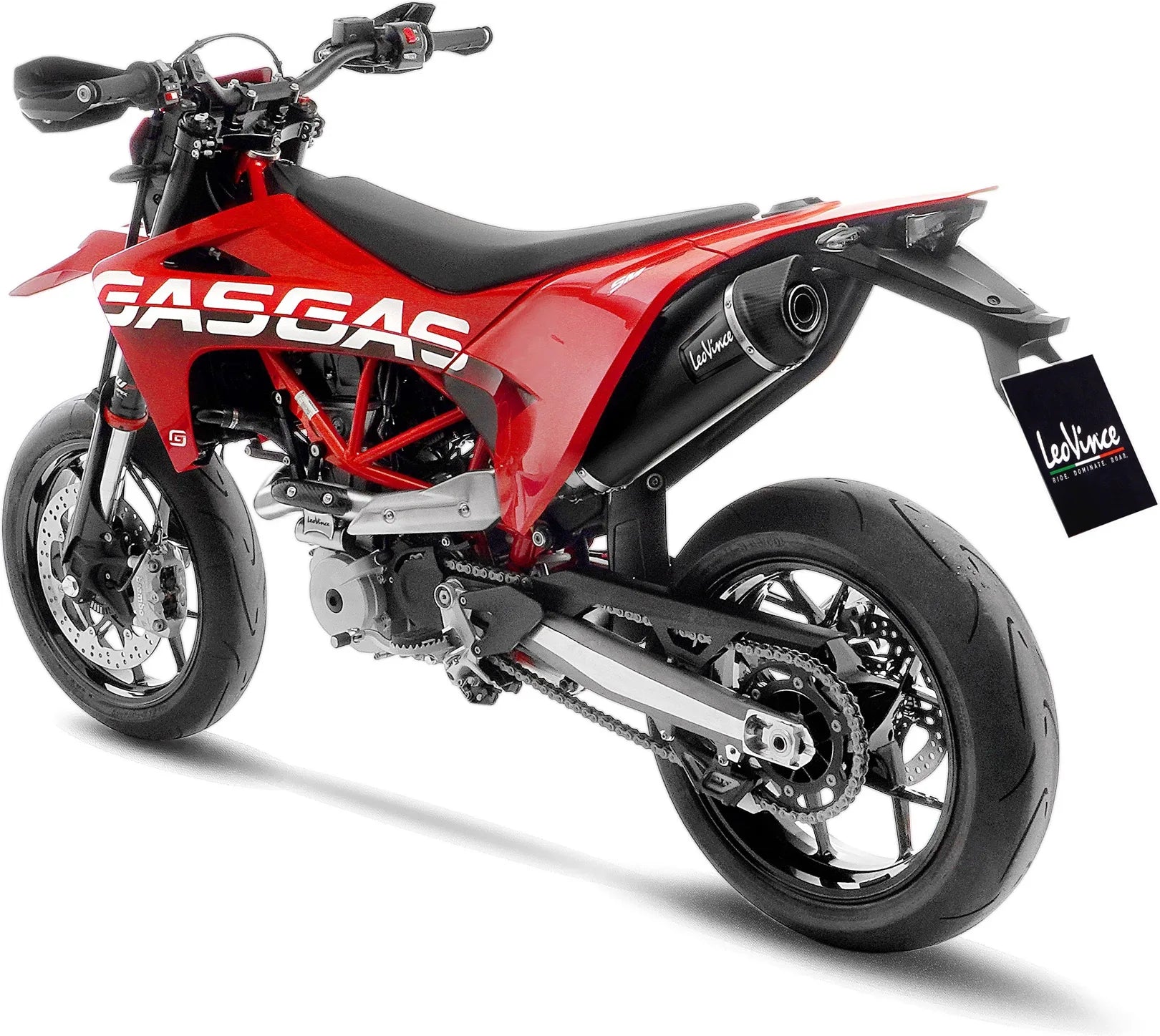 Complete Catalytic Exhaust System With Sound Certification Nero Stainless Steel Carbon Fiber End Cap - Leovince Compatible With Gasgas Sm 700 (2022-2024)