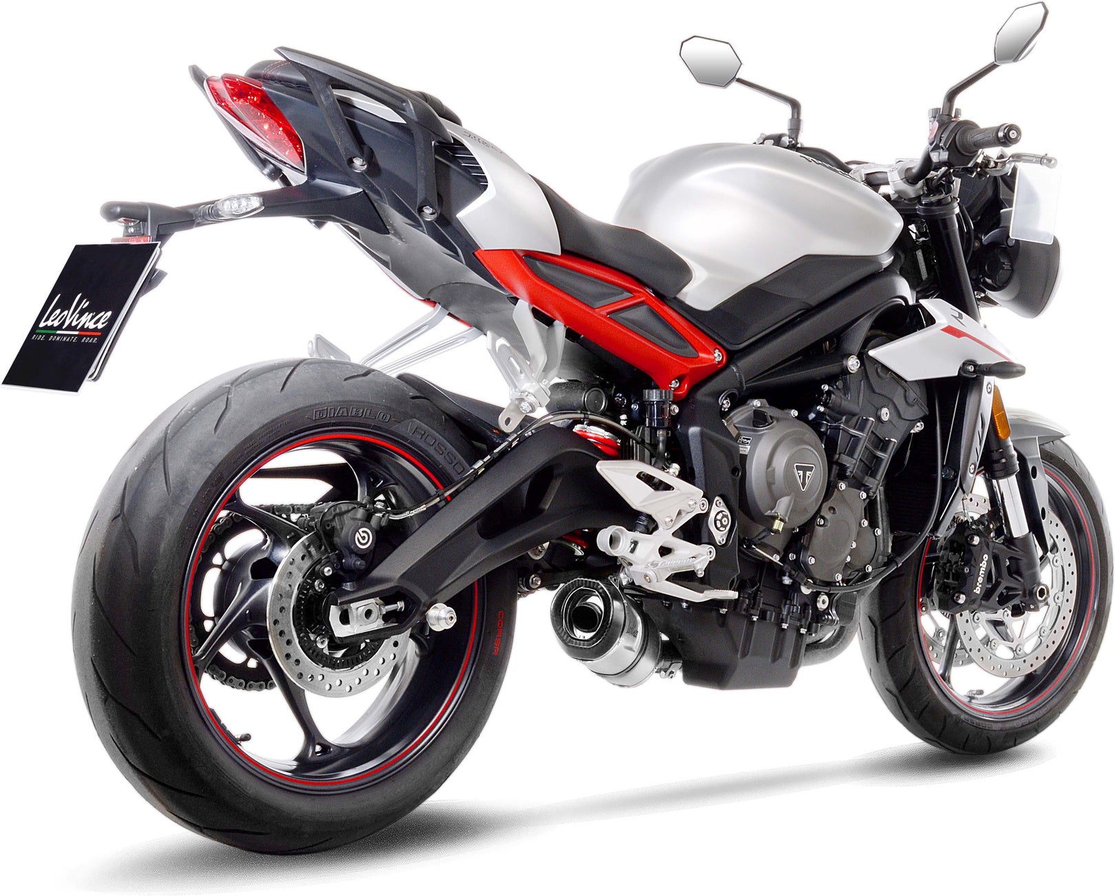Exhaust Tip Without Sound Certification Lv One Evo Stainless Steel Carbon Fiber End Cap - Leovince Compatible With Triumph Street Triple 765 S - R Lrh (2020-2022)