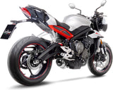 Exhaust Tip Without Sound Certification Lv One Evo Stainless Steel Carbon Fiber End Cap - Leovince Compatible With Triumph Street Triple 765 Rs (2017-2019)
