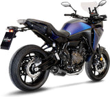 Complete Catalytic Exhaust System With Sound Certification Lv One Evo Steel Black Carbon Fiber End Cap - Leovince Compatible With Yamaha Tracer 7 Gt (2020-2024)