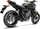 Complete Exhaust System Without Catalytic Converter And Without Sound Certification Lv One Evo Steel Black Carbon Fiber End Cap - Leovince Compatible With Yamaha Yzf-R7 700 (2021-2024)