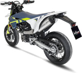 Complete Exhaust System Without Catalytic Converter And Without Sound Certification Lv One Evo Stainless Steel Carbon Fiber End Cap - Leovince Compatible With Husqvarna 701 Enduro - Lr (2017-2020)