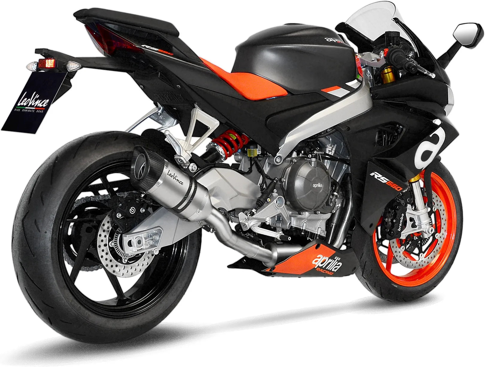 Complete Exhaust System Without Catalytic Converter And Without Sound Certification Lv Pro Stainless Steel Carbon Fiber End Cap - Leovince Compatible With Aprilia Rs 660 (2021-2024)