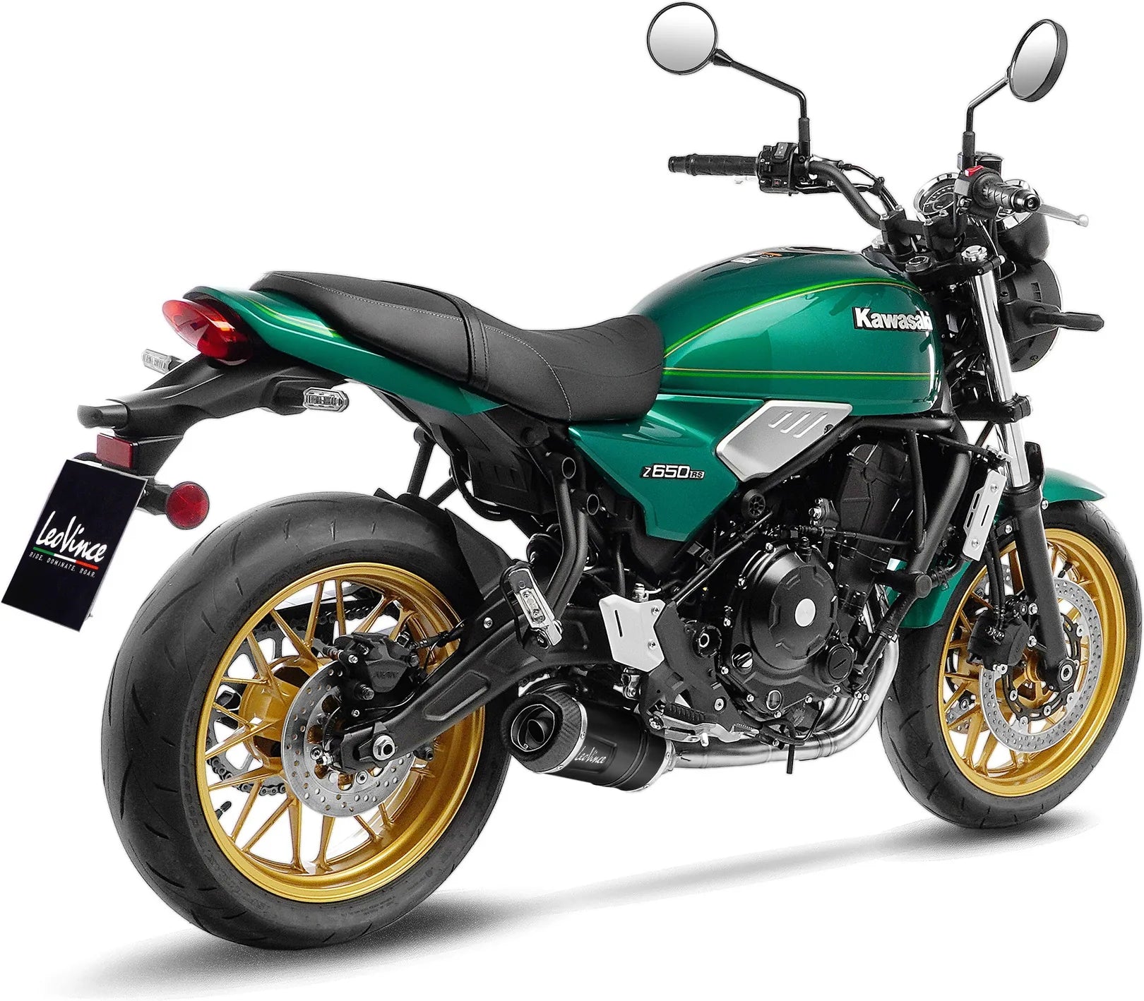 Complete Catalytic Exhaust System With Sound Certification Lv One Evo Steel Black Carbon Fiber End Cap - Leovince Compatible With Kawasaki Z 650 Rs (2022-2024)