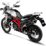 Exhaust Tip Without Sound Certification Lv One Evo Steel Black Carbon Fiber End Cap - Leovince Compatible With Bmw F 800 Gs - Adventure (2017-2018)