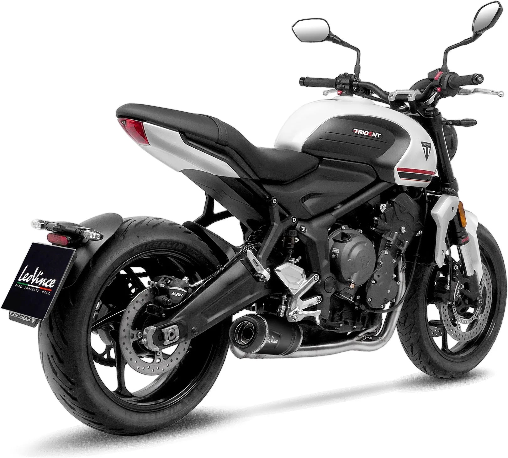 Complete Catalytic Exhaust System With Sound Certification Lv One Evo Steel Black Carbon Fiber End Cap - Leovince Compatible With Triumph Trident 660 (2021-2024)