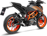 Exhaust Tip Without Sound Certification Lv One Evo Steel Black Carbon Fiber End Cap - Leovince Compatible With Ktm 125 Duke (2021-2023)