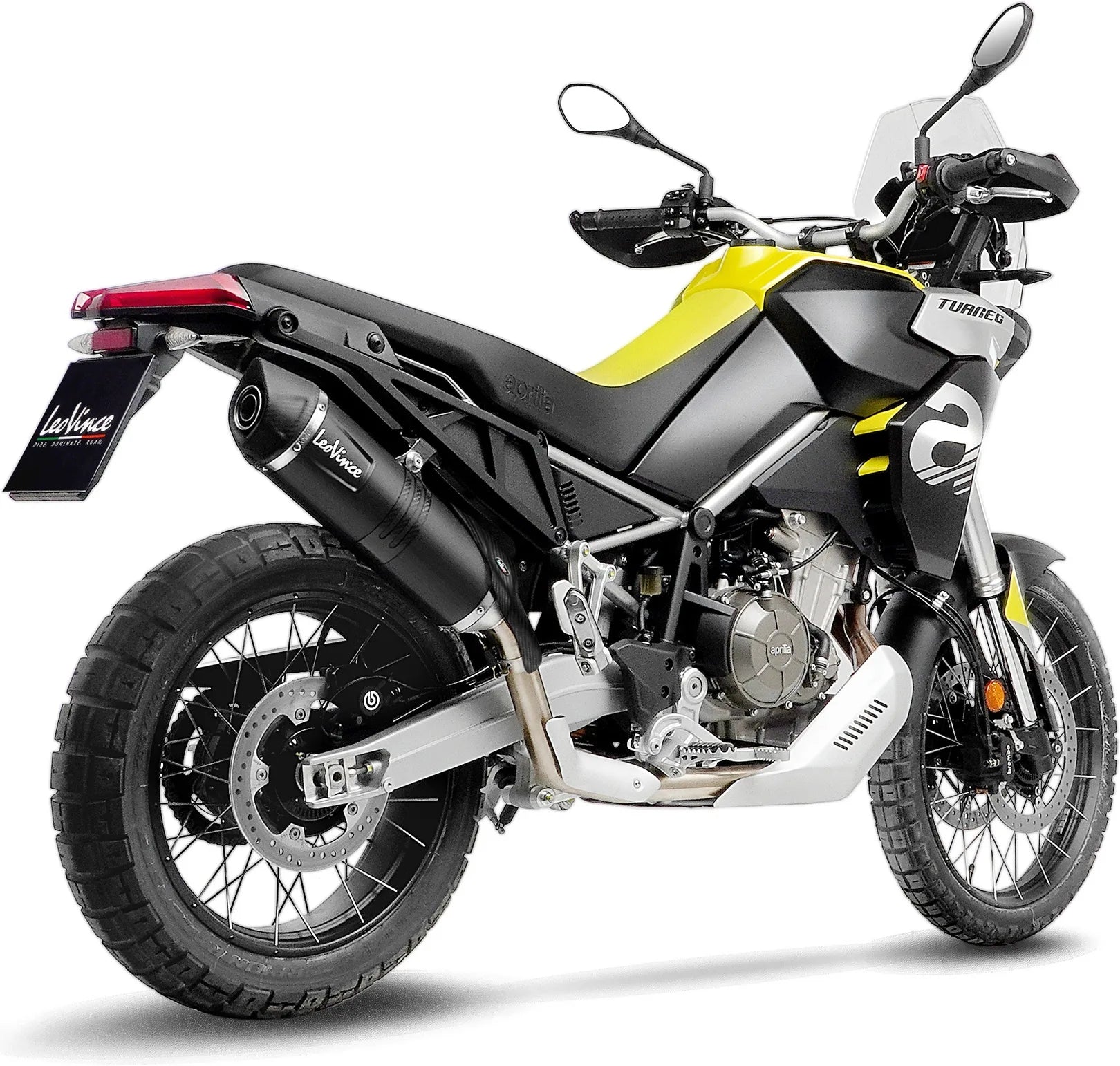 Exhaust Tip Without Sound Certification Lv One Evo Steel Black Carbon Fiber End Cap - Leovince Compatible With Aprilia Tuareg 660 (2022-2024)