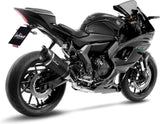 Complete Exhaust System Without Catalytic Converter And Without Sound Certification Factory S Steel Black Carbon Fiber End Cap - Leovince Compatible With Yamaha Yzf-R7 700 (2021-2024)
