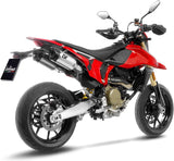 Dual Exhaust System Without Sound Certification Lv Pro Stainless Steel Carbon Fiber End Cap - Leovince Compatible With Ducati Hypermotard 698 Mono (2024-2026)