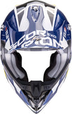 Off-Road Motorcycle Helmet Scorpion Exo Vx-16 Evo Air Polycarbonate White Blue Yellow Analog Size S