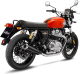 Dual Exhaust System Without Sound Certification Classic Racer Steel Black Stainless Steel End Cap - Leovince Compatible With Royal Enfield Interceptor 650 (2019-2026)