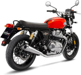 Dual Exhaust System Without Sound Certification Classic Racer Stainless Steel Stainless Steel End Cap - Leovince Compatible With Royal Enfield Interceptor 650 (2019-2026)