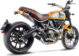 Exhaust Tip Without Sound Certification Lv-10 Steel Black Stainless Steel End Cap - Leovince Compatible With Ducati Scrambler 800 - Full Throttle (2017-2020)