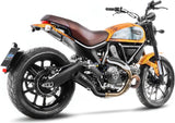 Exhaust Tip Without Sound Certification Lv-10 Steel Full Black Steel Black End Cap - Leovince Compatible With Ducati Scrambler 800 Icon (2015-2016)