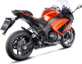 Dual Exhaust System Without Sound Certification Lv-10 Steel Black Stainless Steel End Cap - Leovince Compatible With Kawasaki Z 1000 (2017-2020)