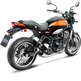 Exhaust Tip With Noise Certification Lv-10 Steel Black Stainless Steel End Cap - Leovince Compatible With Kawasaki Z 900 Rs (2018-2024)