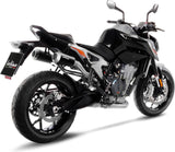 Dual Exhaust System Without Sound Certification Lv-10 Steel Black Stainless Steel End Cap - Leovince Compatible With Ktm 790 Duke - L A2 (2018-2020)
