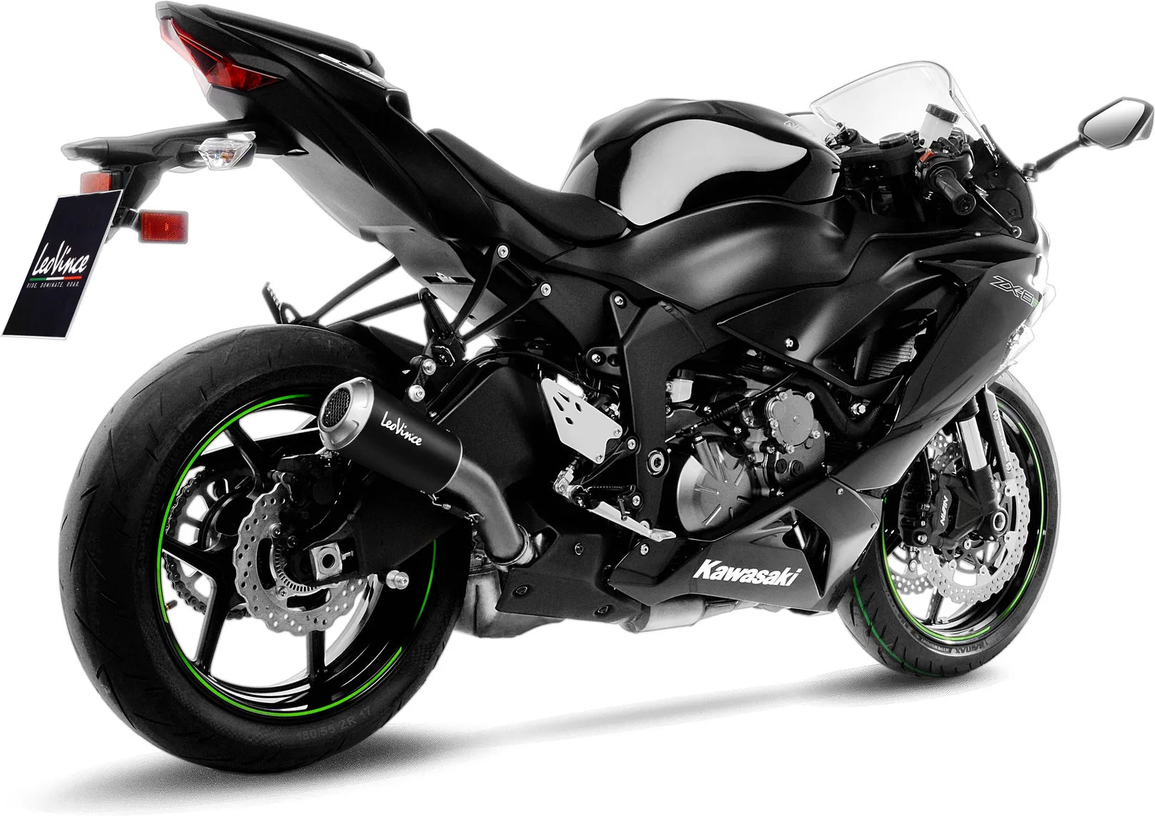 Exhaust Tip Without Sound Certification Lv-10 Steel Black Stainless Steel End Cap - Leovince Compatible With Kawasaki Zx 6R Ninja (2013-2016)