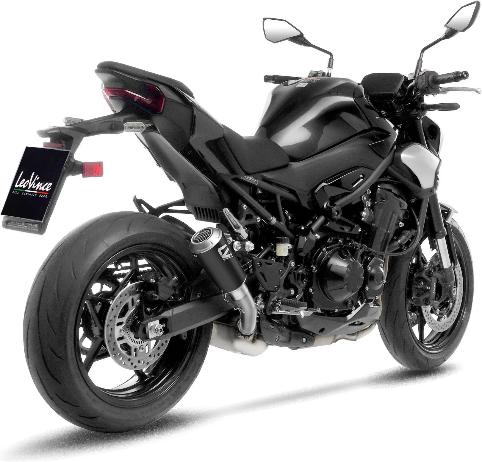 Exhaust Tip With Noise Certification Lv-10 Steel Black Stainless Steel End Cap - Leovince Compatible With Kawasaki Z 900 (2025-2026)