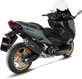 Complete Catalytic Exhaust System With Sound Certification Lv-12 Steel Black Carbon Fiber End Cap - Leovince Compatible With Yamaha Xp 560 T-Max Tech Max (2020-2024)