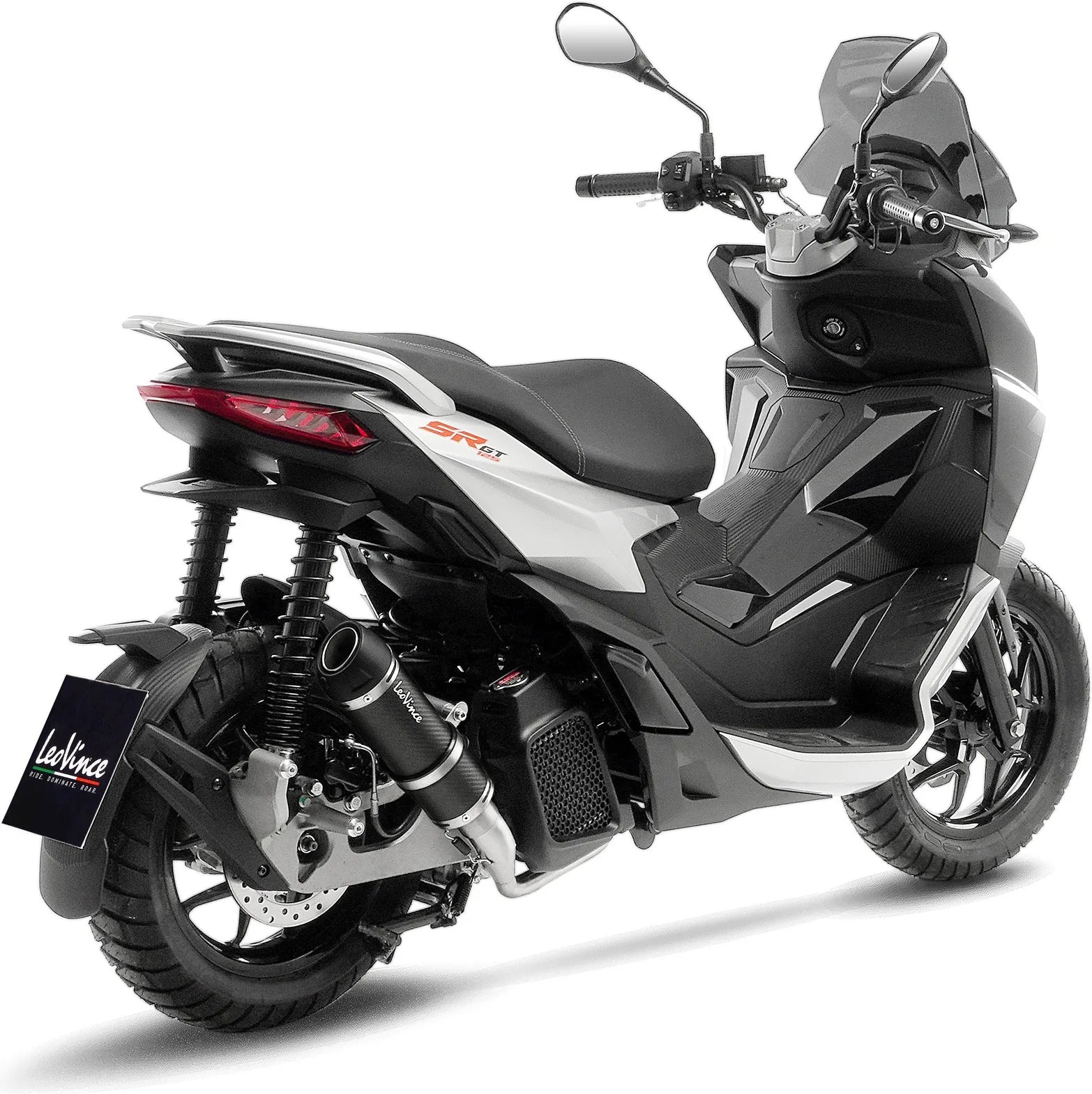 Complete Exhaust System Without Catalytic Converter And Without Sound Certification Gp Corsa Evo Carbon Fiber - Leovince Compatible With Aprilia Sr Gt 125 - Sport (2022-2024)