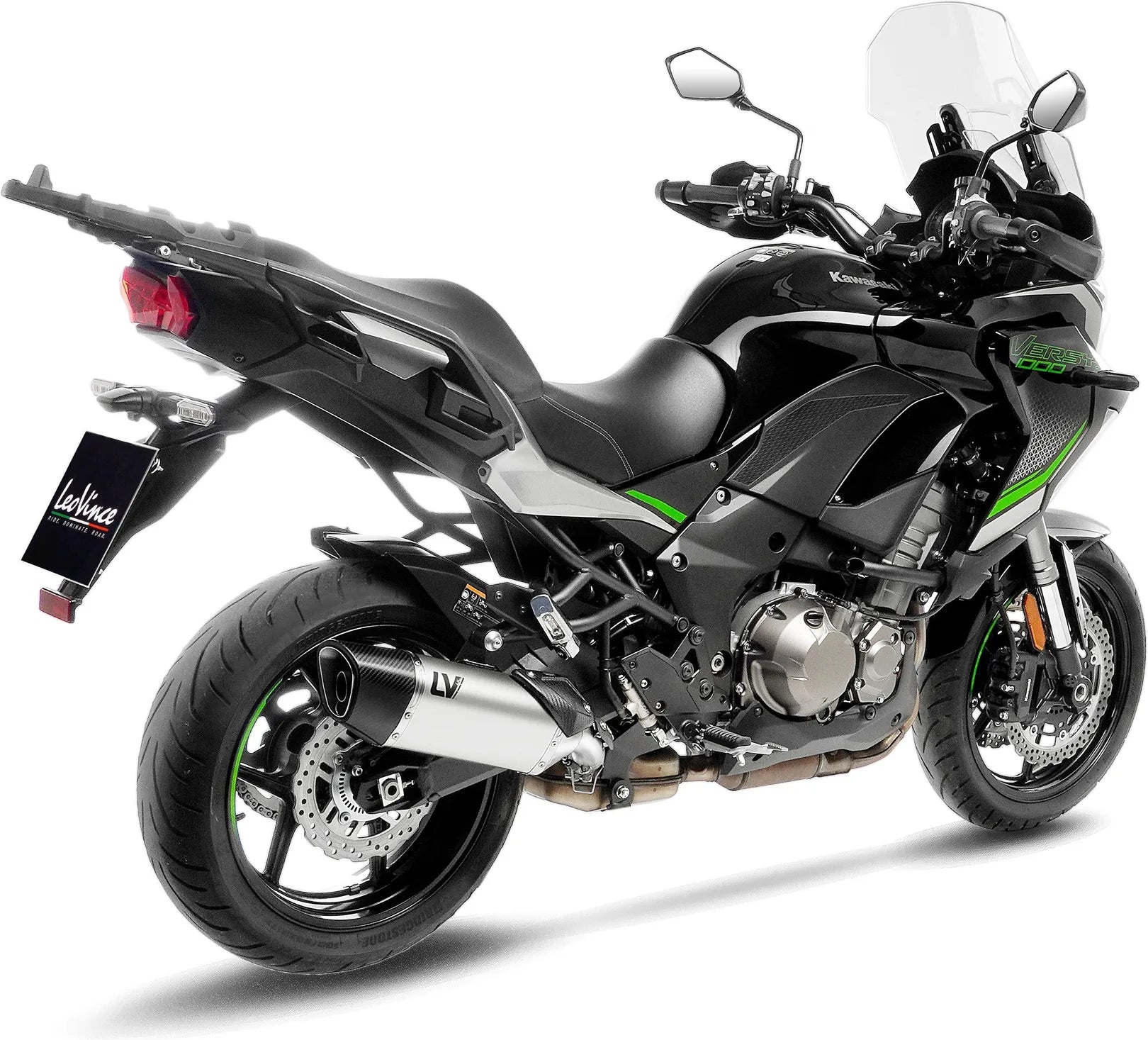 Exhaust Tip Without Sound Certification Lv-14 R Stainless Steel Carbon Fiber End Cap - Leovince Compatible With Kawasaki Versys 1000 (2019-2024)