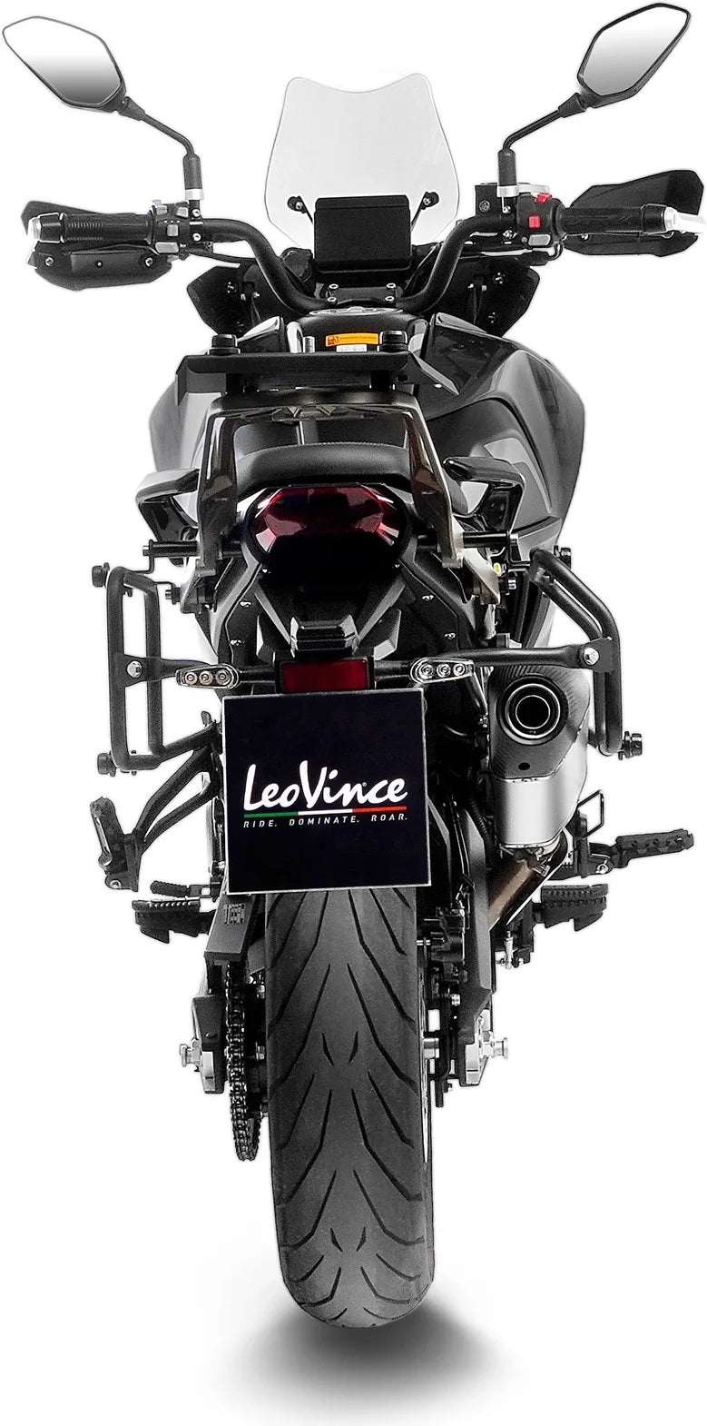 Exhaust Tip With Noise Certification Lv-14 Stainless Steel Carbon Fiber End Cap - Leovince Compatible With Benelli Trk 702 - X (2023-2024)