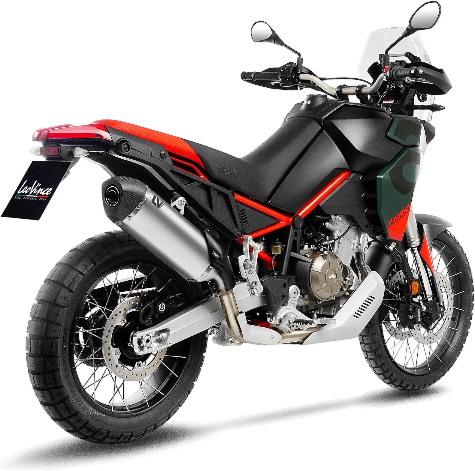 Exhaust Tip Without Sound Certification Lv-14 Titanium Carbon Fiber End Cap - Leovince Compatible With Aprilia Tuareg 660 (2022-2024)