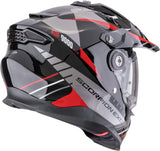 Full-Face Motorcycle Helmet Scorpion Exo Adf-9000 Air Ultra Tct Black Silver Red Feat Size Xs