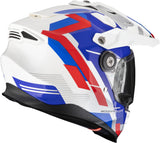 Full-Face Motorcycle Helmet Scorpion Exo Adf-9000 Air Ultra Tct White Blue Red Patrol Size M