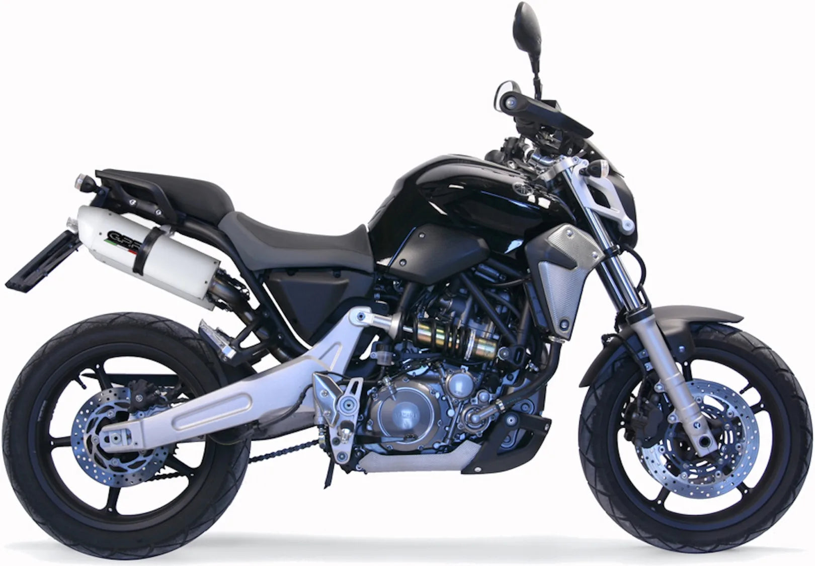 Dual Exhaust System With Sound Certification Albus Ceramic White Aluminium - Gpr Compatible With Yamaha Mt-03 (2006-2013)