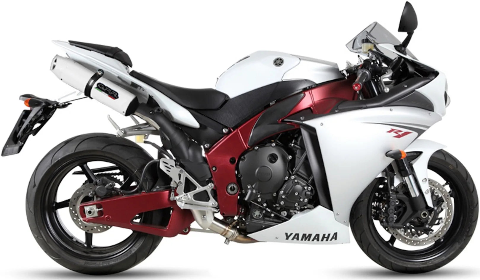Dual Exhaust System With Sound Certification Albus Ceramic White Aluminium - Gpr Compatible With Yamaha Yzf 1000 R1 (2009-2014)